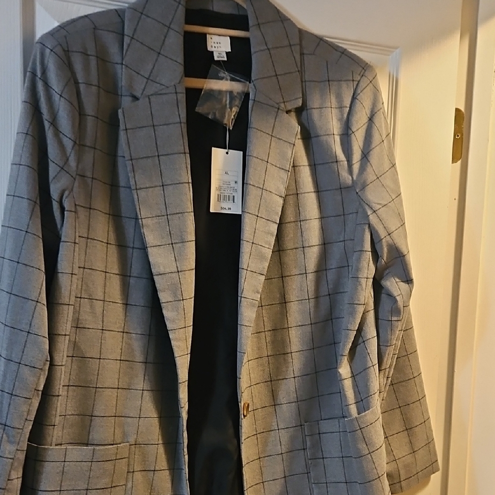 Gray Plaid Blazer